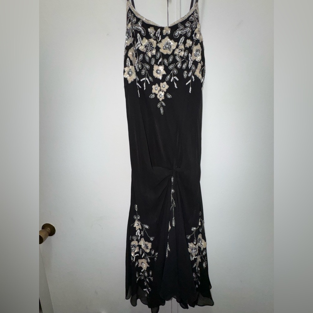 Y2K Beaded Embellished Black Fairy Gown by Jkara New York size 8P